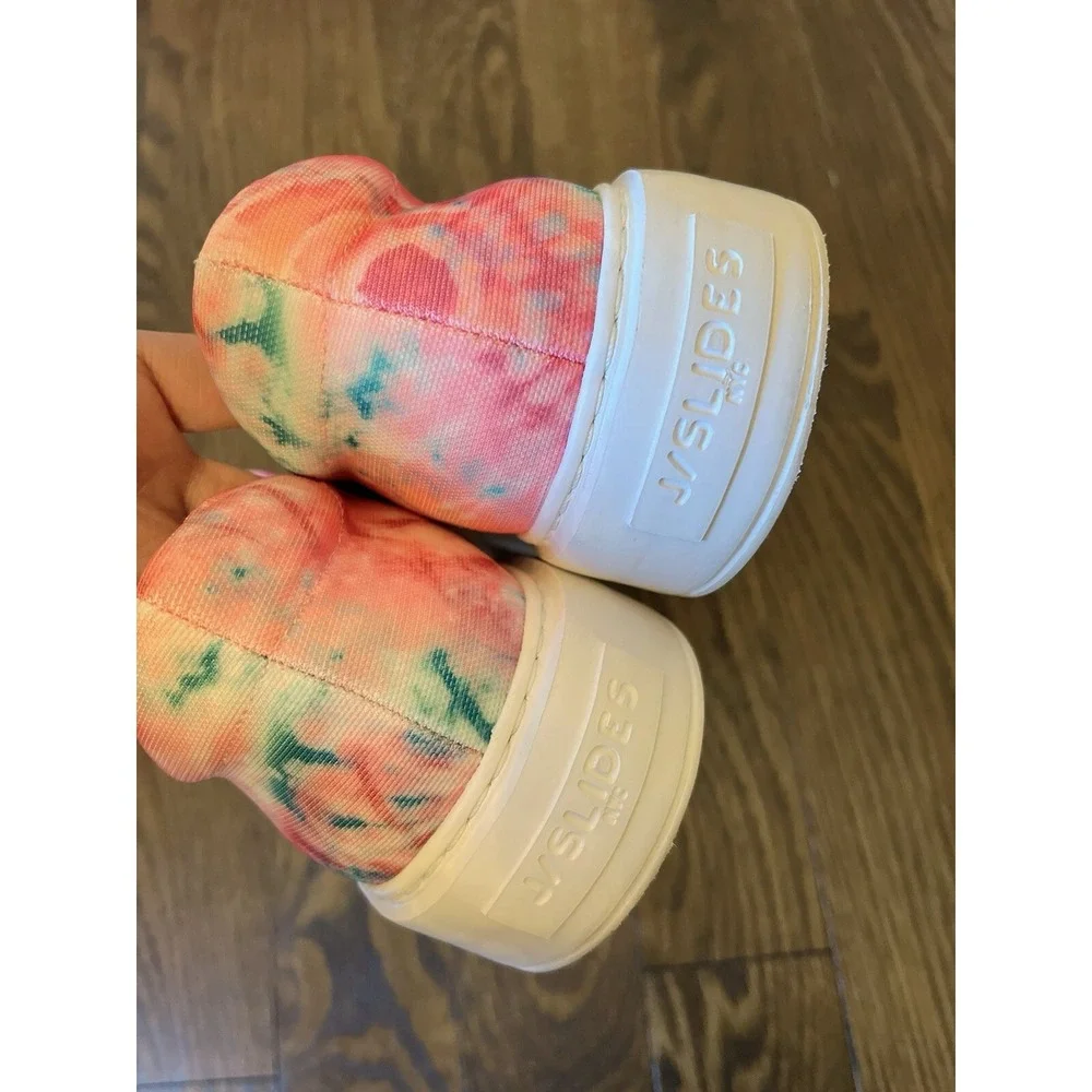 J/Slides dusty pink‎ blue tie dye strech fabric platform sneaker women size 8